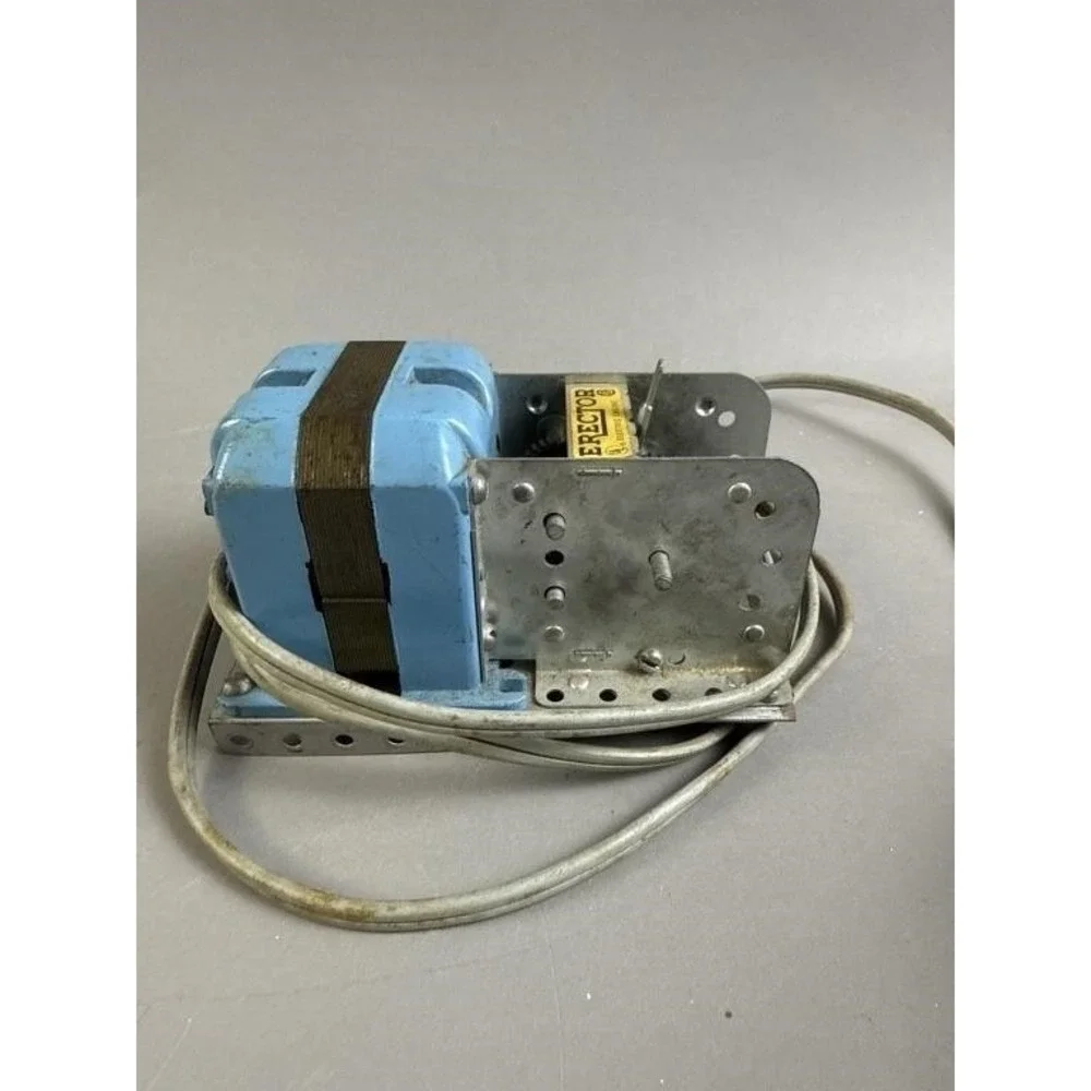 Vintage Gilbert Erector Electric Engine AC Motor Blue Metal Gear Toy Part USA